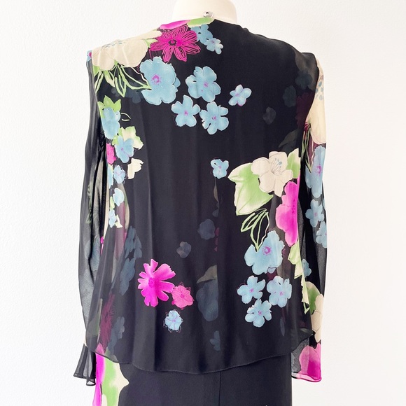 100% Silk Floral MIDI Dress Size 6 - Picture 8 of 15